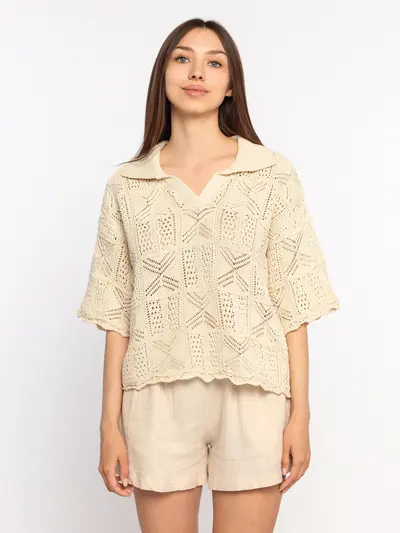 Джемпер вязаный из смесового хлопка